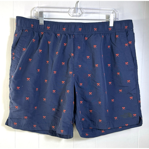 The North Face Swim Trunks Class V All Over Axe Print Lined Stretch Mens XL - Picture 1 of 15
